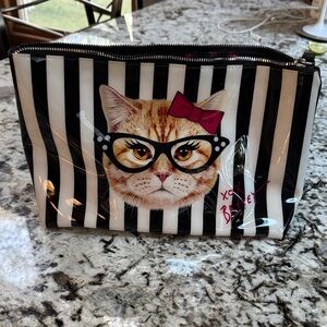 Betsey Johnson Black and White Pouch with Floral Interior